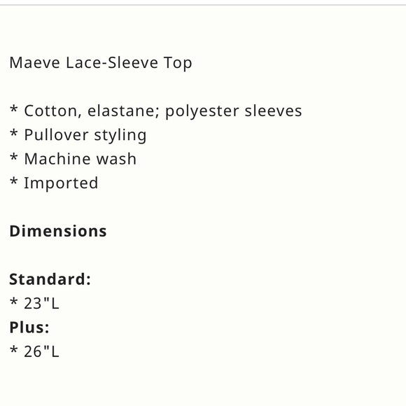 Anthropologie Maeve Lace-Sleeve Top NWOT - Picture 3 of 6